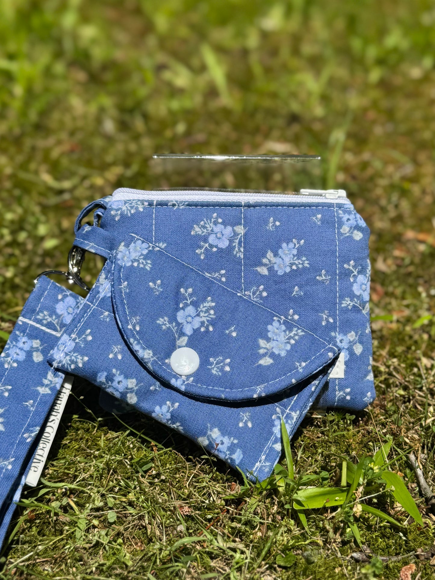 Blue Blossoms Mini Keychain Wallet