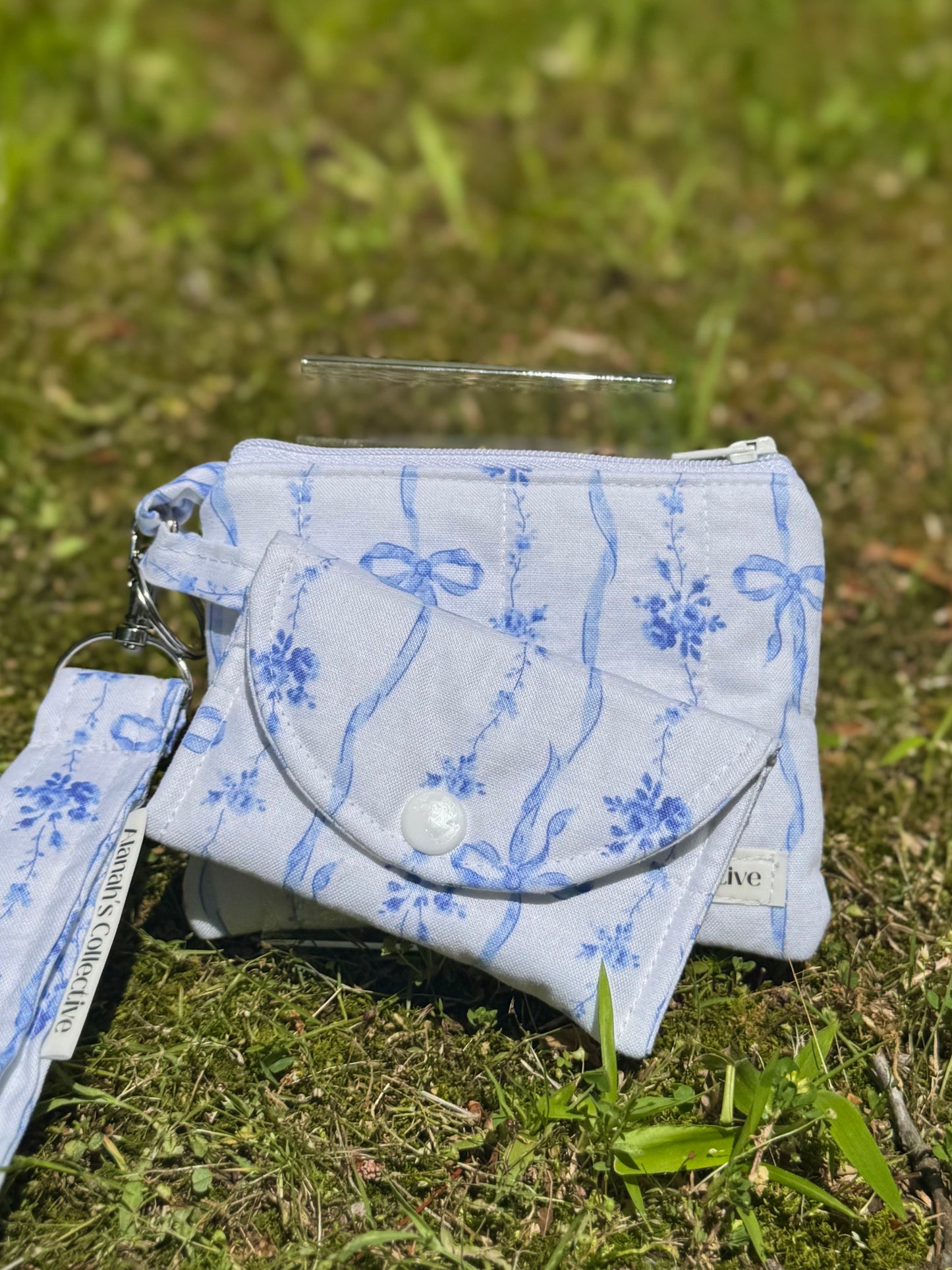 Blue Bows Wristlet