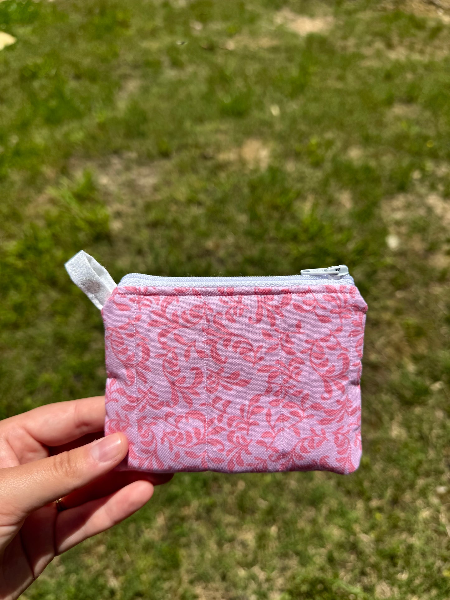 Pink Leaves Mini Keychain Wallet