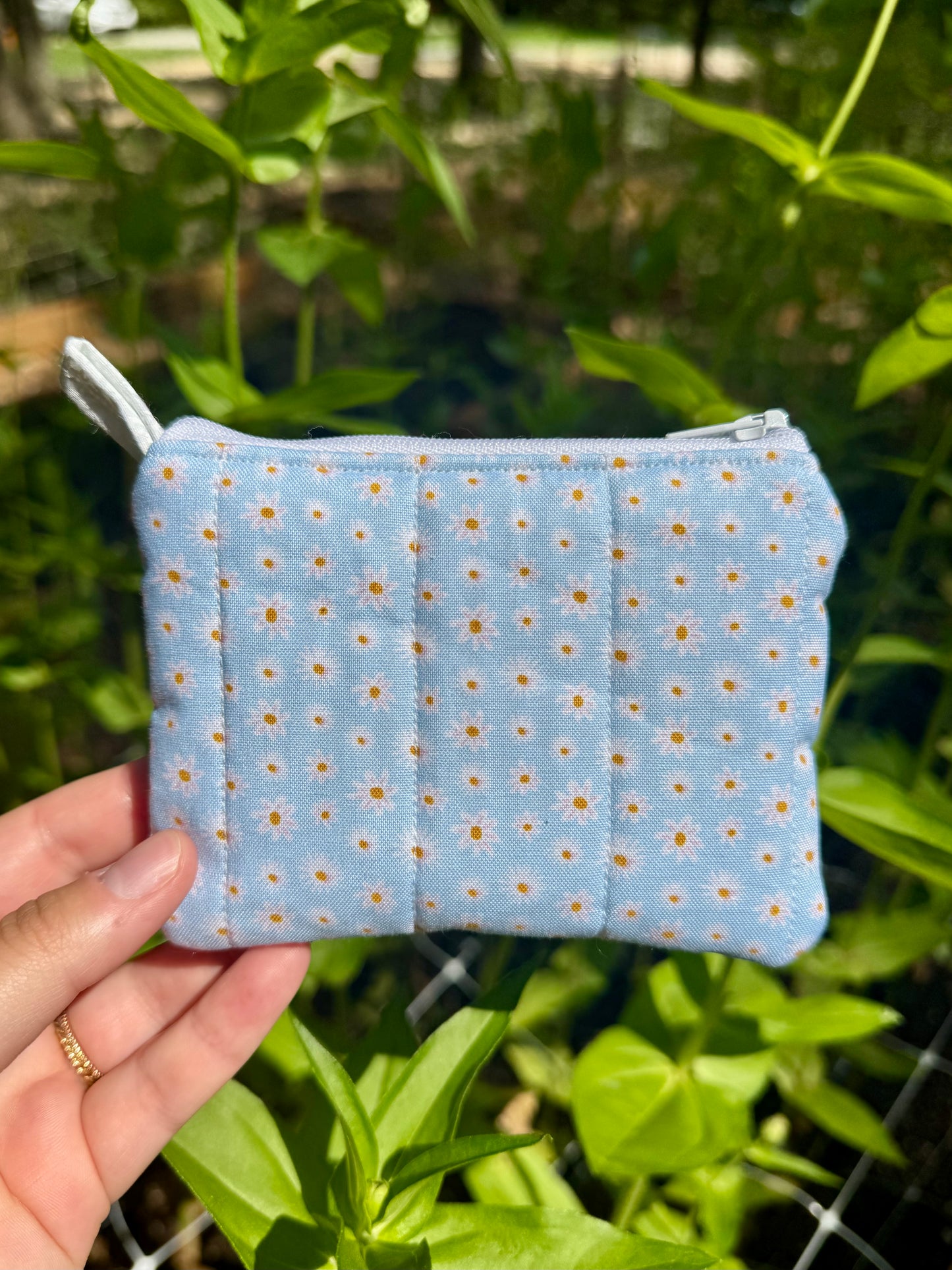 Blue Daisies Mini Keychain Wallet