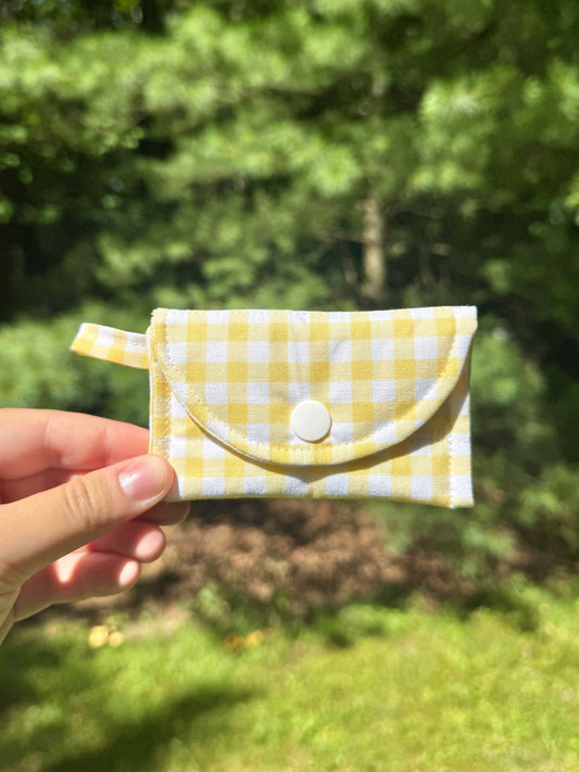 Yellow Gingham AirPods Case/Card Wallet