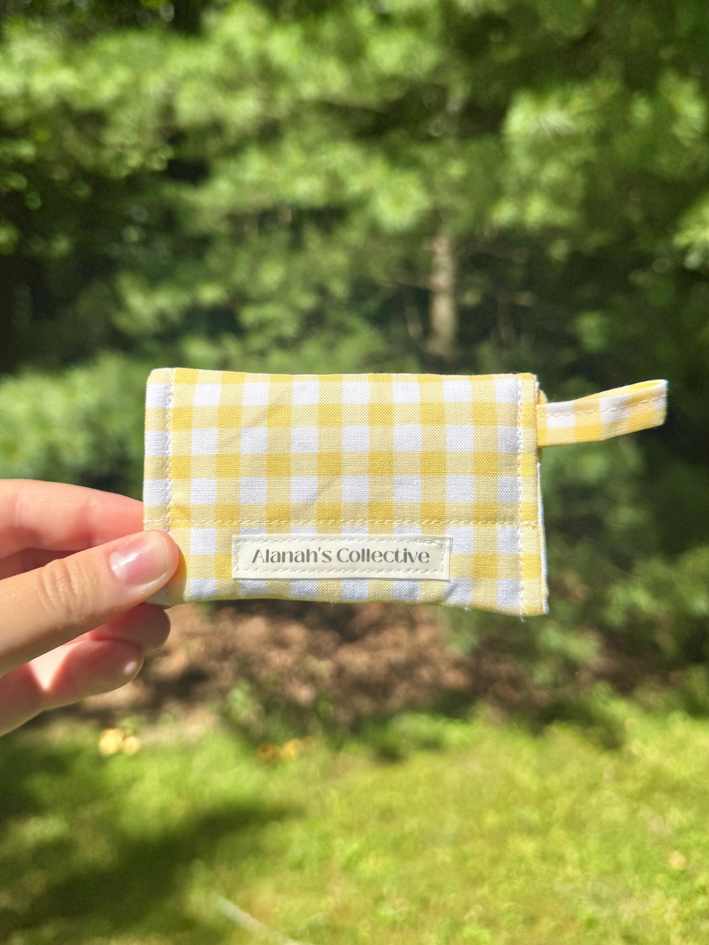 Yellow Gingham AirPods Case/Card Wallet
