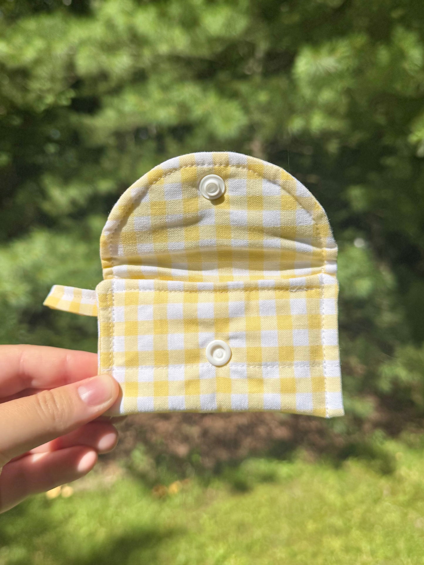 Yellow Gingham AirPods Case/Card Wallet