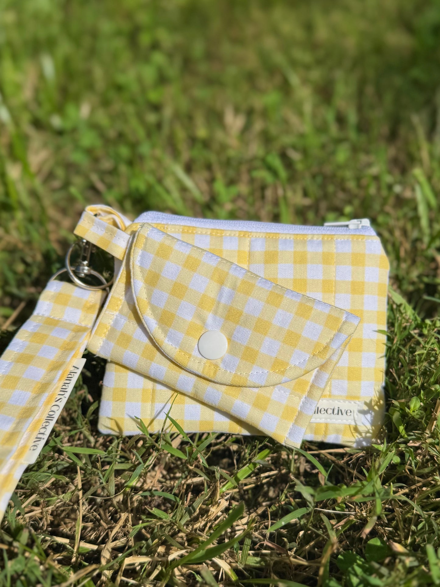 Yellow Gingham Wristlet
