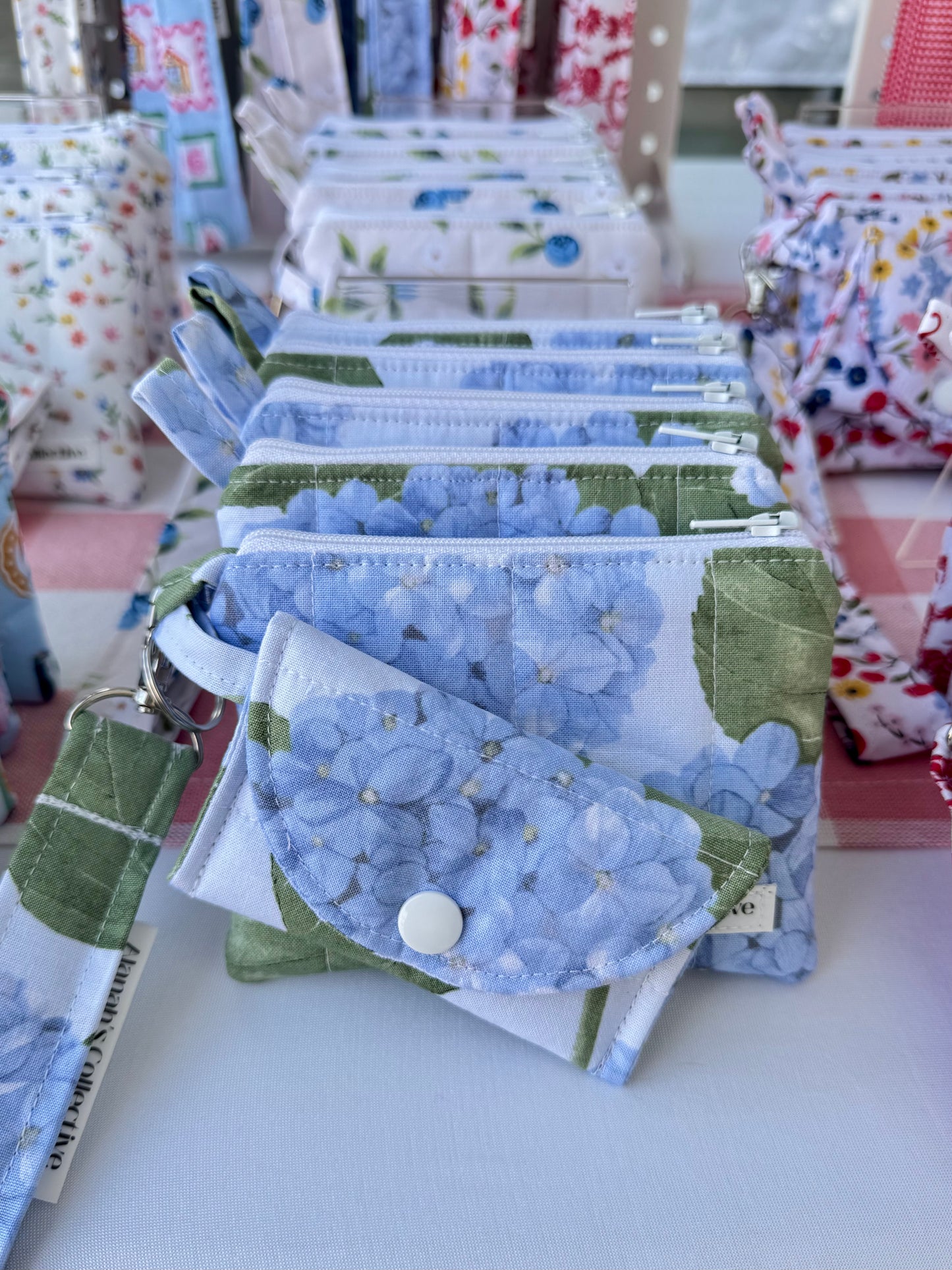 Blue Hydrangeas Mini Keychain Wallet