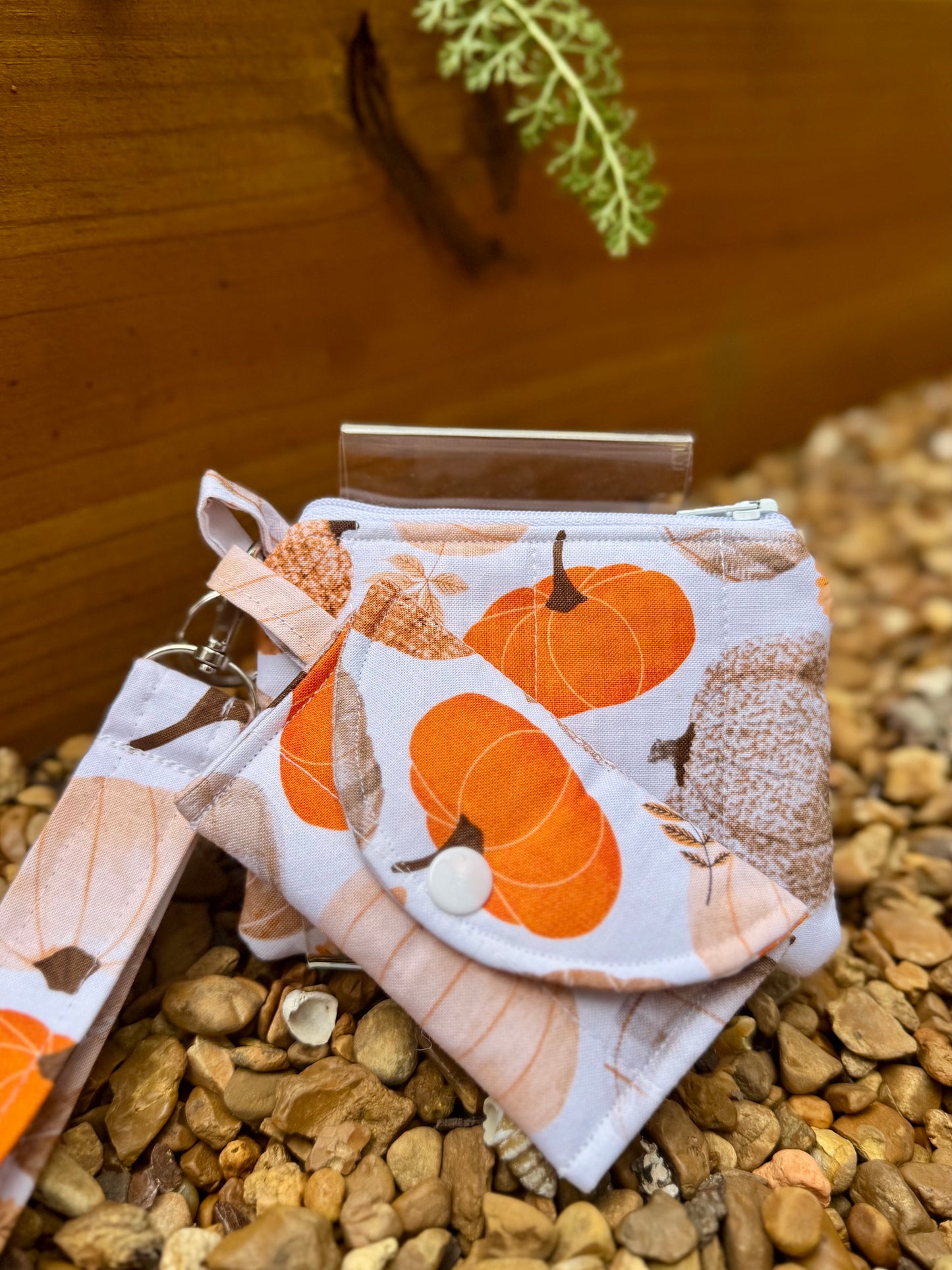 Fall Pumpkins Mini Keychain Wallet