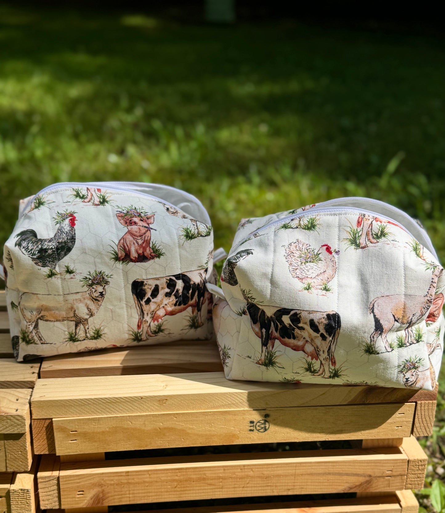 Springtime Farm Animals Makeup Bag