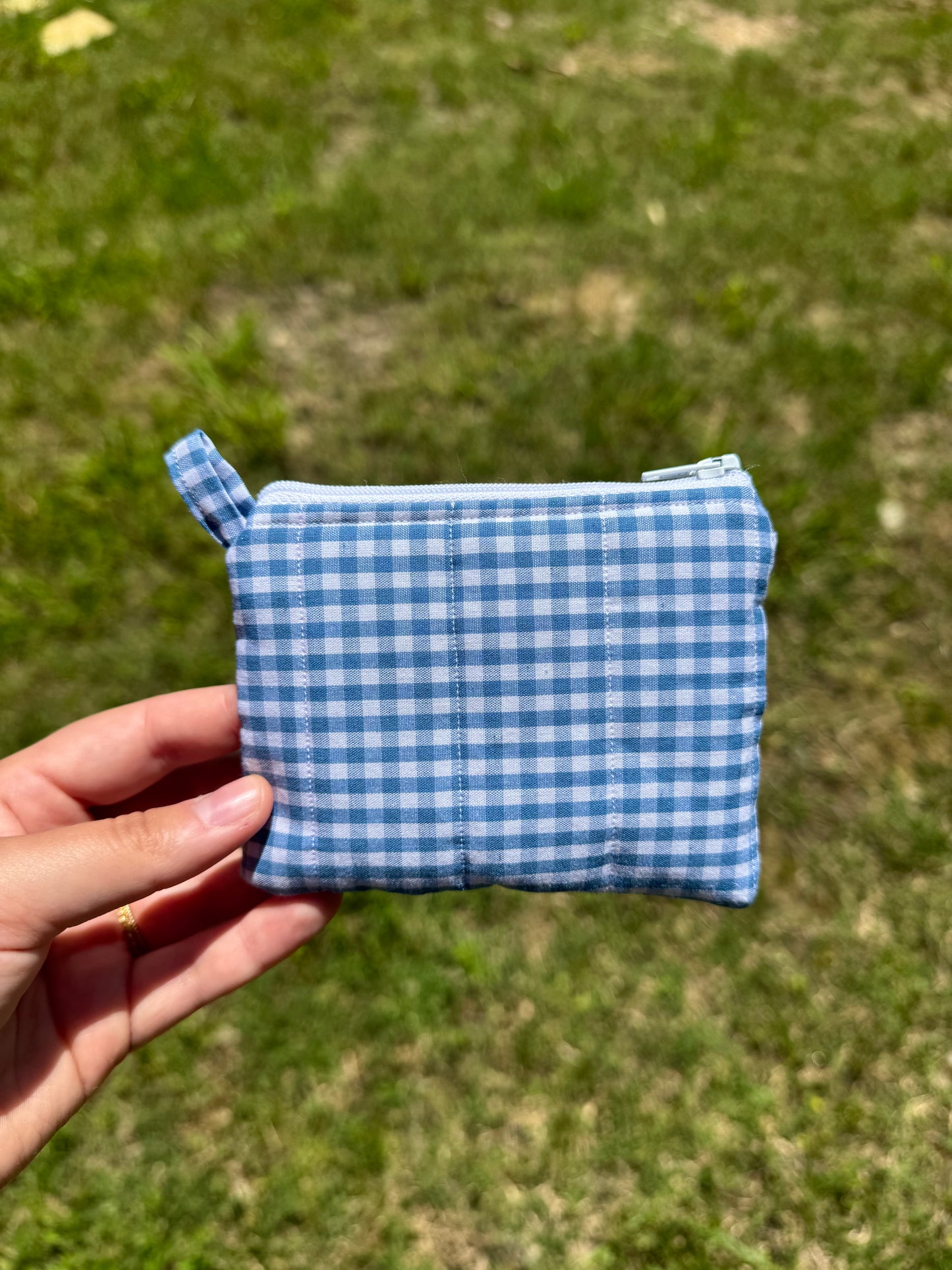 Blue Plaid Mini Keychain Wallet