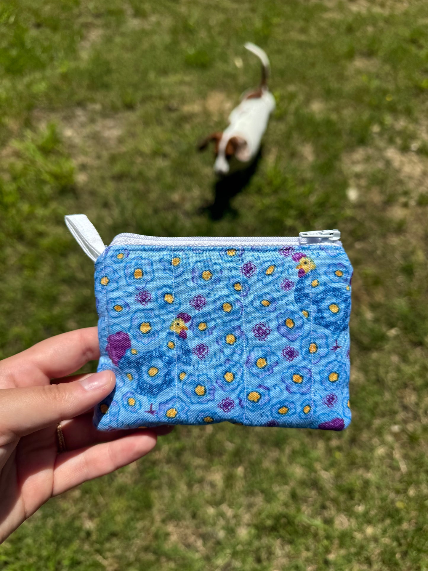 Floral Chickens Mini Keychain Wallet