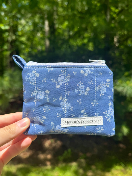 Blue Blossoms Mini Keychain Wallet
