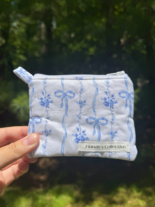 Blue Bows Mini Keychain Wallet