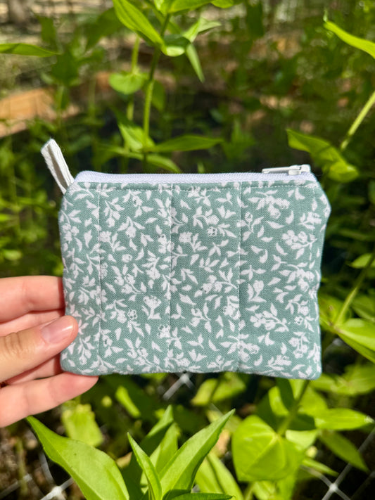 Green Floral Mini Keychain Wallet