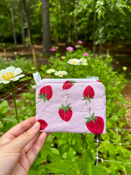 Strawberry Pink Mini Keychain Wallet