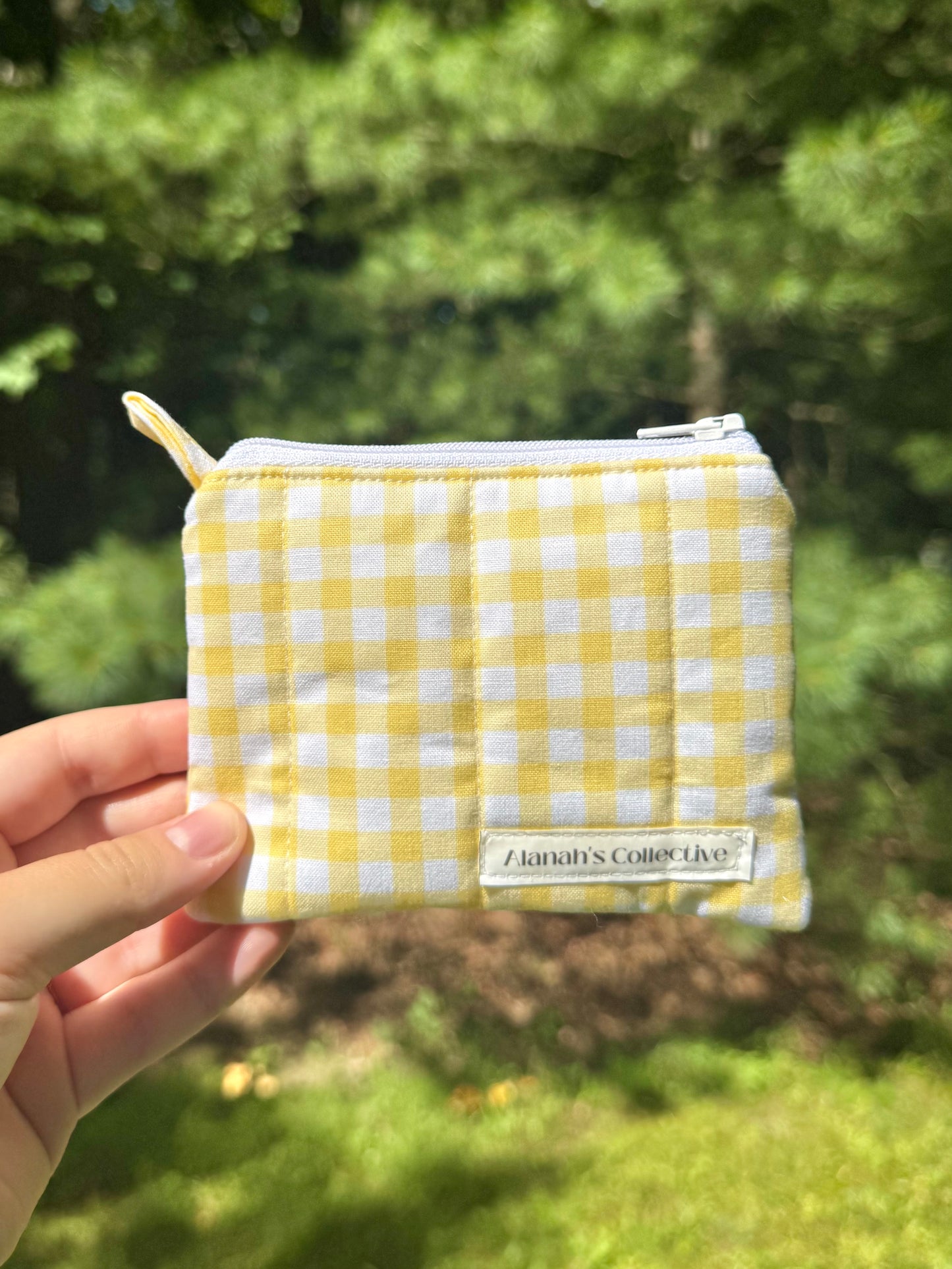 Yellow Gingham Mini Keychain Wallet