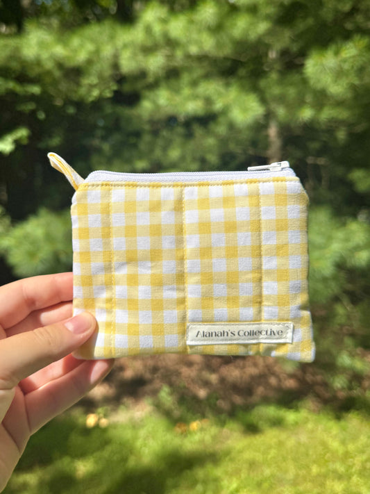 Yellow Gingham Mini Keychain Wallet