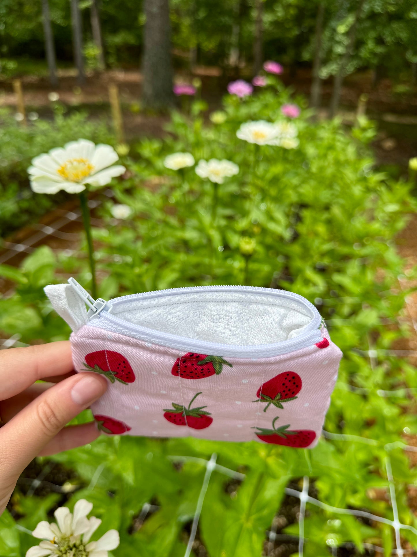 Strawberry Pink Mini Keychain Wallet