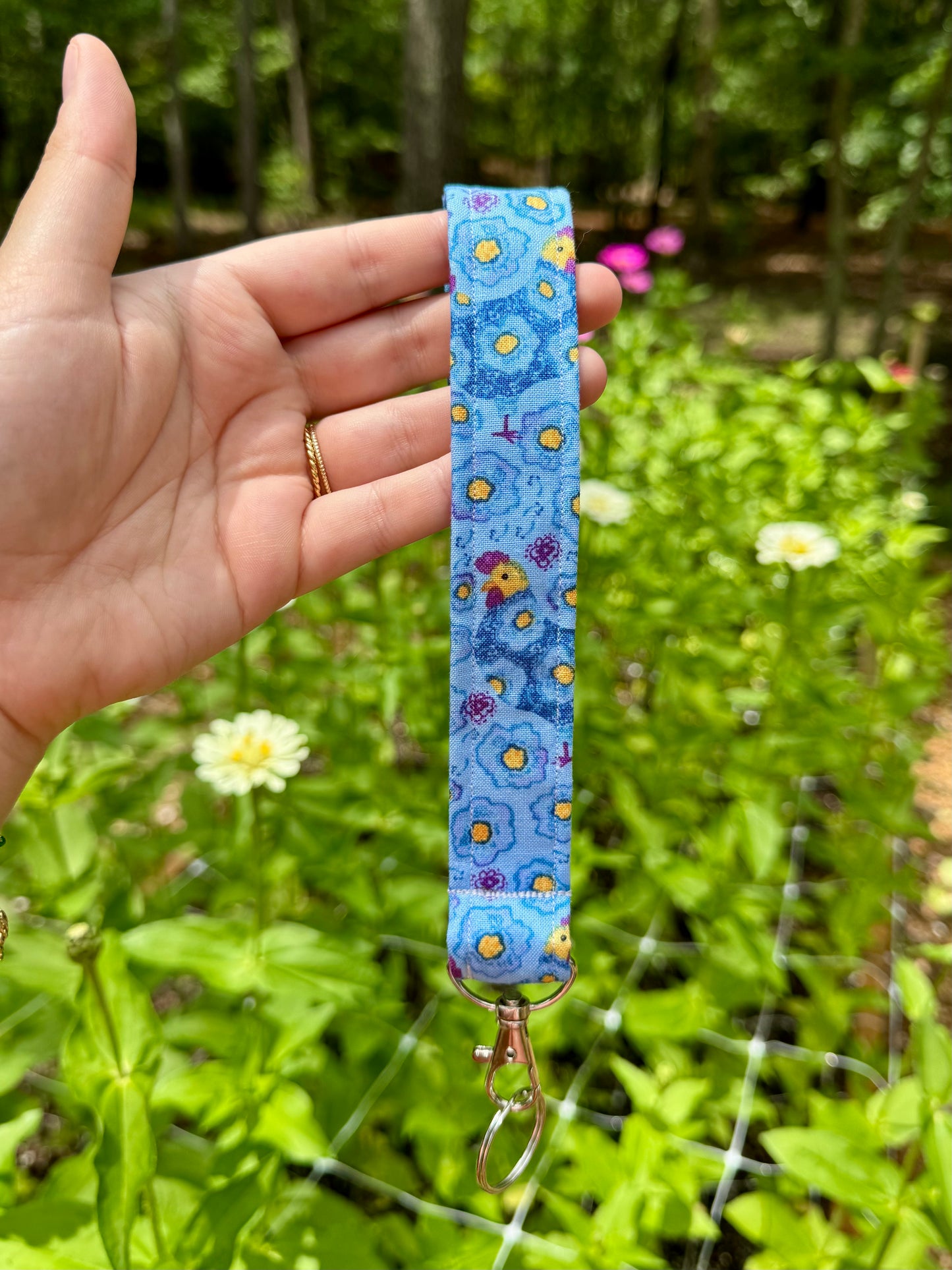 Floral Chickens Wristlet