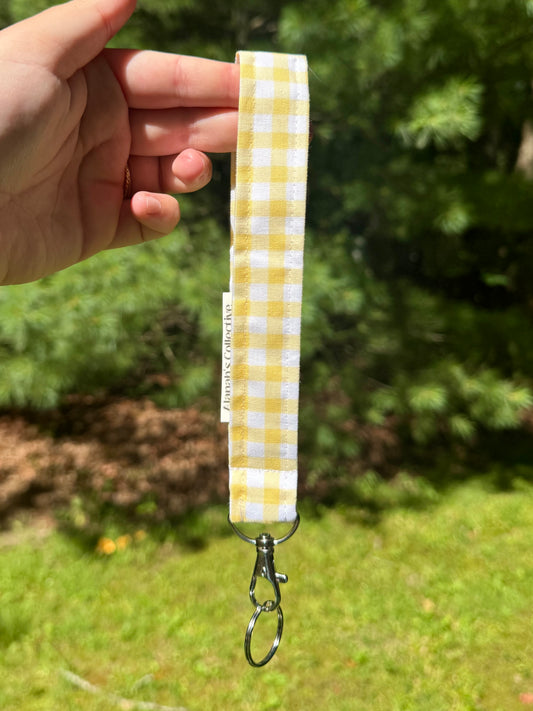 Yellow Gingham Wristlet