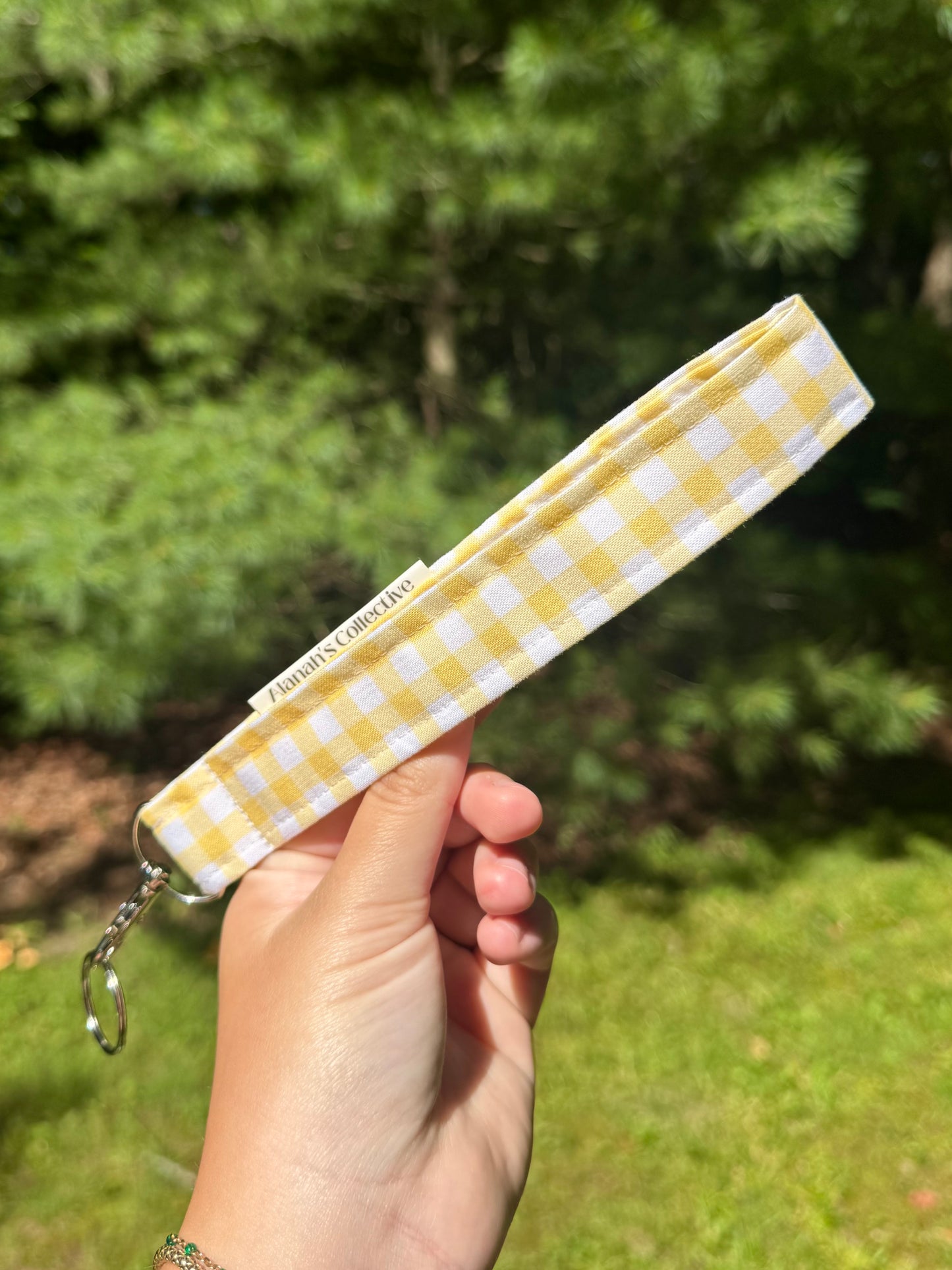 Yellow Gingham Wristlet